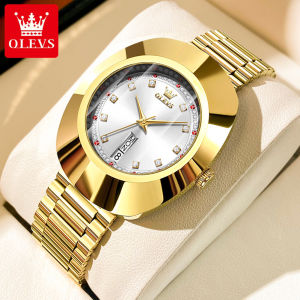 OLEVS Watch For Women Original Branded Waterproof 2024 With Box Gold Watch Stainless Steel Strap Diamond Calendar Quartz 7017