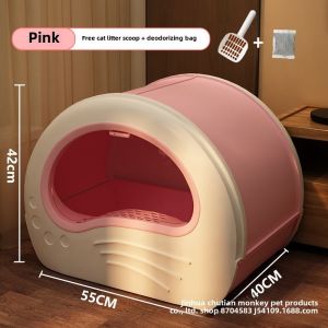 [QPet]🚀Litter Box Oversized Fully Enclosed Drawer Type Side Double Door Deodorant Cat Toilet Giant Drawer Litter Box