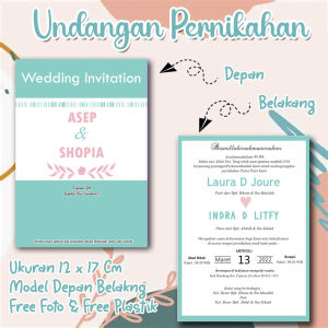 Undangan NIKAH SEDANG 2 SISI NS 05 Simple ( 30 PCS ) dan Murah Bebas Request Design Simple free DESIGN free Foto Kartu Undangan Pernikahan Simple