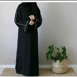 Mecca Abaya Crinkle Airflow Polos Gamis Daily Wanita Muslim Fashionable List Bisban Aeshentic