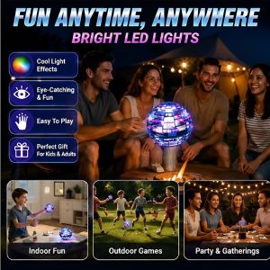 JSFlynova Pro Magic Flying Boomerang Ball Rechargeable LED Hover Ball Auto Return Hand Controlled Kids and Adults Toy