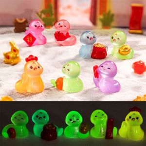JEWELRG Cute Luminous Mini Snake Figurine Zodiac Snake Glow in The Dark Lucky Small Snake Ornament Animal Figurines Resin Crafts New Year Snake Statue New Year Decoration Gifts