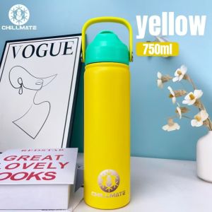 750ML Large Capacity Stainless Steel Insulated Water Bottle - 12H Hot & 24H Cold Outdoor Sports Thermos with Anti-Slip Handle保温杯保冷杯