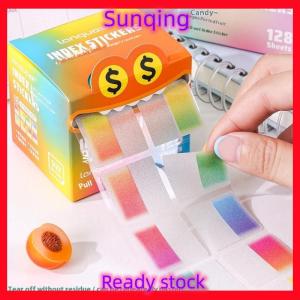 SQ Stationery [Flash Sale] 128Sheets box Drawer-style Pull-out Pearlescent Paper Sticky Transparent Colorful Marking Notes Memo Pad Note Marking Supplies