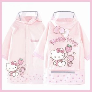 (SG Seller) Children Cartoon Raincoat Sanrio Kuromi Melody Girls Student raincoat Kids Waterproof Jumpsuit Rainwear-YJ87