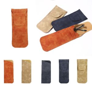 NEEUJ ปกคลุมไปด้วย กระเป๋าแว่นตาหนัง PU ผ้าซับในกำมะหยี่ สี่เหลี่ยมผืนผ้าทรงสี่เหลี่ยม ที่ใส่แว่นตา เล็กๆน้อยๆ สีทึบทึบ แว่นกันแดดกระเป๋าถุง บรรจุเครื่องประดับ