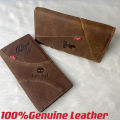 ⭐ [100% ORIGINAL] ⭐ Original Cow Leather Mens Long WalletZip walletREA DY STOCK✅Dompet Panjang Lelaki Kulit Lembu Original. 