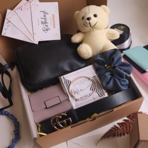 Kado Ulang Tahun Pacar Teman Cewek Tas Boneka Dompet Sabuk Gesper Gelang Schruncie Paket Hadiah Bingkisan Ulang Tahun Birthday Gift Box