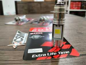 Lampu Depan Motor LED PUTIH Bebek & Matic 2sisi AC DC H6 12v-80v 18 Titik / 12 Mata / H4 Vixion Kaki 3 KA-KRA