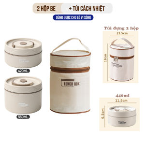 Hộp Cơm Giữ Nhiệt  Cà Mèn Đựng Cơm 3 Tầng Kèm Túi Hộp Cơm Văn Phòng Cách Nhiệt Chất Liệu Inox 304 Không