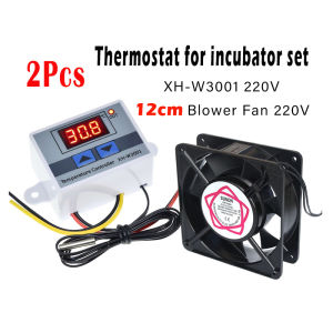 2Pcs/set XH-W3001 Thermostat Digital Temperature Controller with Blower Fan for Egg Incubator DIY Incubator Bundle Kit