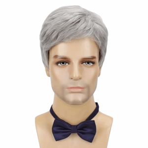 SUTONGXUE Chịu nhiệt Tóc giả tổng hợp cho nam Xám và Trắng Cosplay Tóc ngắn nam thời trang Tóc giả Tự nhiên Tóc giả ngắn thẳng Quán bar đêm
