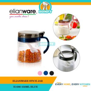 Elianware 350ml Kitchen Glass Condiment Jar / Spice Seasoning Container with Handle /Spice Jar