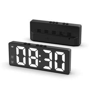 LED Digital Alarm Clock With Time/Date/Temperature Display Timing Function Practical Decor LED Mirror Alarm Clock