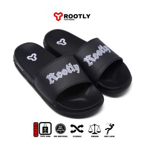 Rootly - Sandal Slip On Pria Abu Motif
