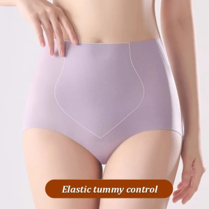 High Waist Belly Holding Underwear Antibacterial Crotch Tummy-tightening Pants High-waisted Silk Protein Non-marking