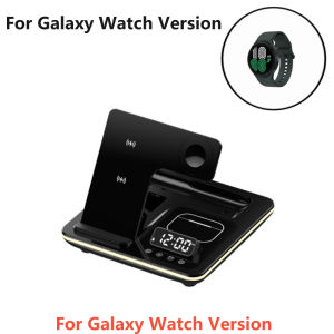 LinJn 2024 New 5 in 1 Wireless Charger For Samsung Galaxy Watch 6 5 Pro Fast Charging Station For Galaxy S24 S23 S22 Alarm Clock Chargers Stand with Warm Light