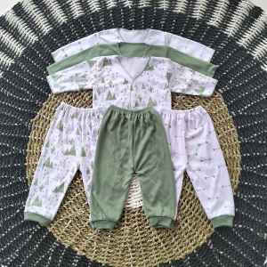 Well Baby Isi 6Pcs 3Setel Baju Bayi Lengan Pendek + Celana Pendek Baru Lahir Newborn