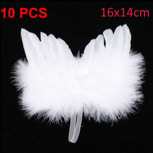 SRAITH Chic Vintage Home Decoration White Wedding Christmas Tree Decor Angel Wings Feather Wing Hanging Ornament