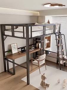Iron Loft Bed With Double Upper Floor And Lower Hollow Iron Frame Bed To Save Space And High-speed Iron Bed