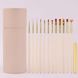 Japanese-style white gold rod nail pen set 12 painted pens pull-line phototherapy painting flower nail pen set日式白色金杆美甲笔套