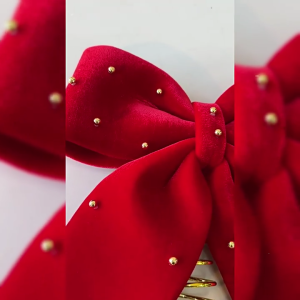 Premium Metal Fabric Tree Top Bowknot Ornament Safe For Kids Pet Easy Setups Holiday Decoration