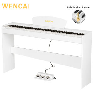 WENCAI 88 Key Digital Piano Keyboard Action Full-size Digital Pianos for Beginners Adults Wooden Upright Piano with Sheet Music Stand Supports USB-MIDI White