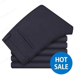 Mens casual pants summer thin elastic business loose straight mens suit pants thickened