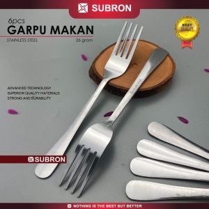 SUBRON 6pcs/pack Sendok Garpu Makan Stainless 26 gram Alat Makan Set