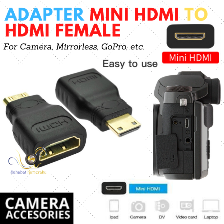 Adapter Mini HDMI To HDMI female Kamera Mirrorless ,dll Lazada
