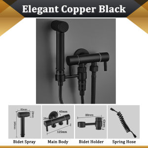 ROCO Two Way Round Copper Tap Bathroom Faucet With Bidet Spray Holder and Spring Hose