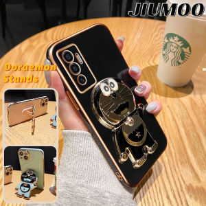 JIUMOO Casing Ponsel untuk untuk VIVO V29 5G X90 Pro V23E 5G Y75 V23 5G S12 5G V21 5G V21s 5G V25 5G V25E X80 Lite 5G Case sarung HP desain baru pola Doraemon lucu kartun Cases Phone Stands pola lapisan tipis Kesing tahan Casing guncangan Softcase
