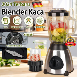 1.5L Blender Buah Kaca 6 Pisau Juicer 300ml Blender Jus 2 in 1 Mesin Blender Smoothies 5 Gigi Cabe Blender Chopper Daging
