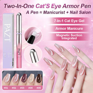 Cat Eye Nail Art Pen🥇5-color Two-in-one🥇Pen Mata Kucing Pelindung Kuku/ Professional Portable Manicure Tool / Cat Eye Nail Polish / Non-Damaging Nail Design Art Pen / DIY Manicure Kit / Home Nail Art / Salon Tools【口袋美甲师】护甲猫眼笔
