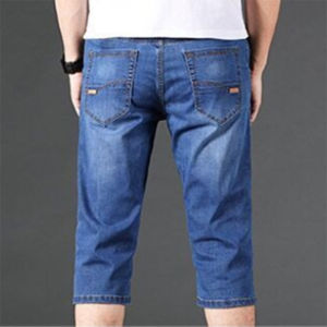 ZeroDi Big Size 50 Summer Brand Stretch Thin High Quality Cotton Denim Jeans Male Short Men Knee Length Soft Blue Casual Shorts