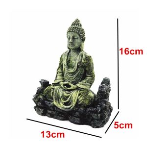 Resin Arifticial Ancient Buddha Aquarium Decoration Home Fish Tank Sitting Statue Ornament Fish Reptile Hiding Stone Rock