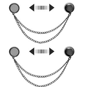 2pcs Simple Multi-Function Magnetic Clothing Clip with Chain Metal Buttons Clip Clothes Scarf Trouser Legs Cuff Fixing Magnet Pin