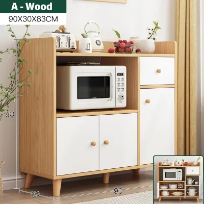 KEKEE Kitchen Cupboard Modern Multifunctional Side Cabinet Sideboard Storage Cabinet Oven Microwave Shelf Kabinet Dapur Cabinet Kitchen Furniture Almari Dapur Perabot Moden橱柜