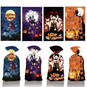J9YXDU 50pcs Cute Halloween Candy Bag Reusable Exquisite Snacks Candy Biscuit Bag Bat Multi-functional Drawstring Bag For Kids