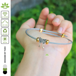 Q2621 Vòng charm bạc hồ điệp dây cáp khóa freesize - Phong Thủy TUDO
