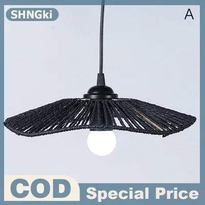 SHNGki Handwoven Rope Lampshade Boho Lamp Pendant Shade For Dining Room Retro Rustic DIY Lampshade