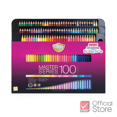 Master Art ดินสอสีไม้ แท่งยาว 100 สี รุ่นใหม่ สีเข้มสดระบายสวย - จำนวน 1 กล่อง