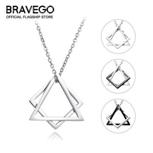 Bravego Vòng Cổ Mặt Dây Chuyền Hình Vuông Tam Giác Hình Học Punk Cho Nam Vòng Cổ Thép Không Gỉ Thời Trang Cho Nữ Trang Sức Cặp Đôi