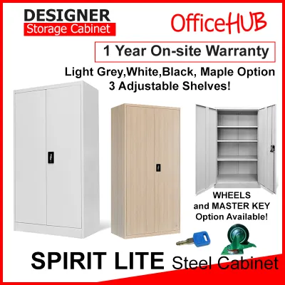 OFFICEHUB High Steel Swing Door Cabinet SPIRIT 3 Shelves Bookshelf Home Cabinet Study Cabinet Office Cabinet Metal Cabinet High Cabinet High Steel Cabinet