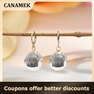 【 CANAMEK 】 Simple Fashion Spherical Glass Dangle Earrings For Women Accessories Gift Hoop Earrings Party Jewelry Gift