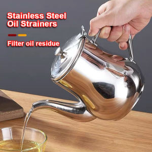 Stainless Steel Oil Container Can Household Oil Strainer Kitchen Oil Filter Pot Household Oil Strainer with filter