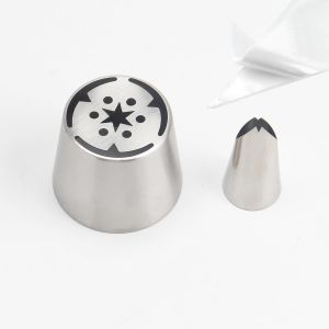 2pack Russian Piping Flower Nozzles Extra Large Stainless Steel Rose Floral Piping Nozzles for Cake Decorating Icing Cream Flower Bouquet DIY Cookies Desserts Baking Tools (XXLB）