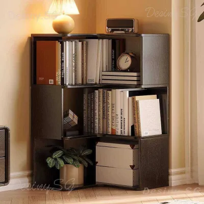 CraftedLiving SG-Solid Wood Bookshelf Corner Bookshelf Integrated Against The Wall Corner Cabinet Simple Childrens Floor Standing