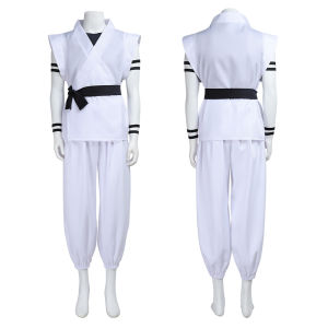2026 Hot Japanese Manga Anime Ryomen Sukuna Costume White Kung Fu Suit with Tattoo Showdown Cosplay Costume Full Set2026