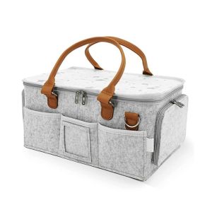 KLICKKRATE Large Capacity Baby Diaper Storage Bag Large Pocket Portable Mommy Bag Felt Storage Carrier Mother